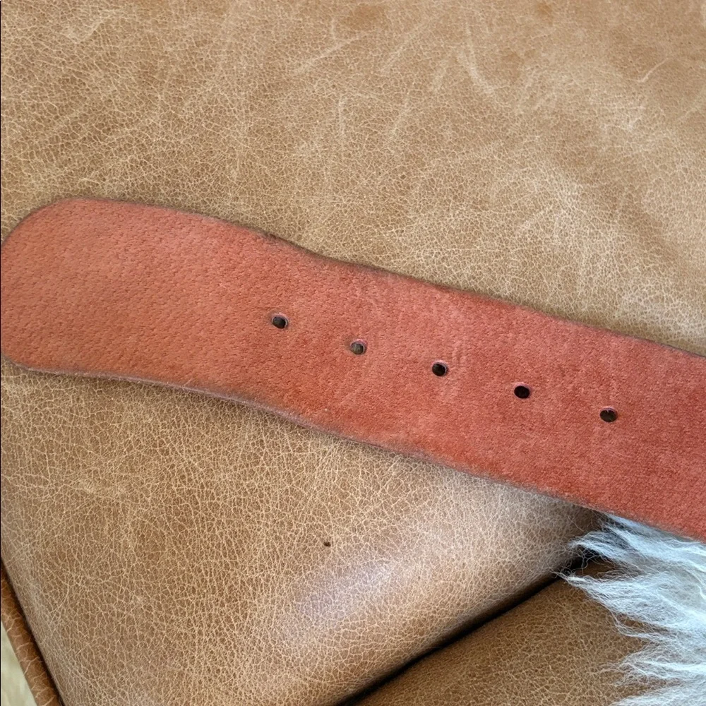 Vintage Anne Klein for Caldron Leather Belt with Gold Leaf Buckle